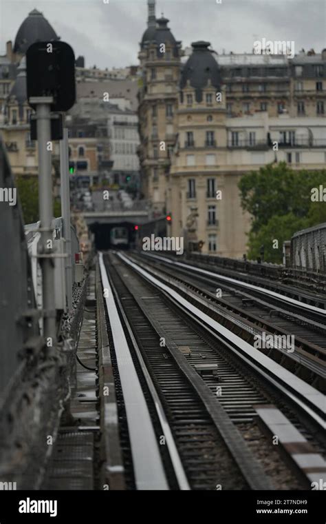 Passy metro station railways in Paris Stock Photo - Alamy