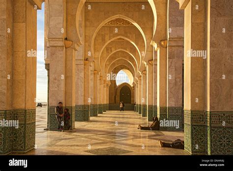 The Arches Of The Hassan Ii Mosque Partly Erected Over The Sea In Arab Andalusian Tradition