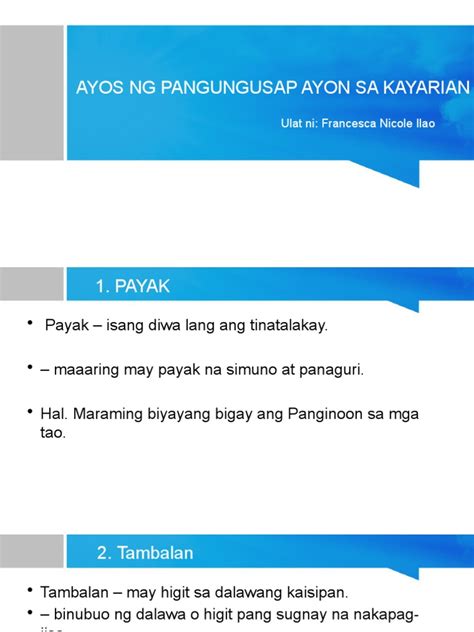 Ayos Ng Pangungusap Ayon Sa Kayarian Pdf