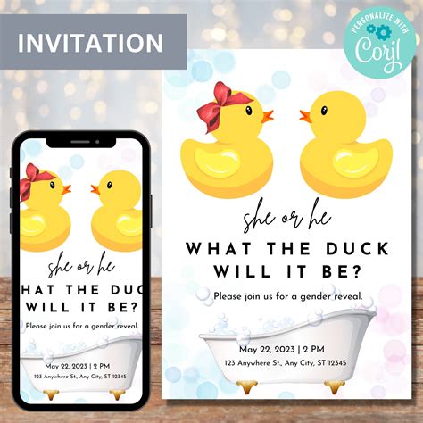 Gender Reveal Invitation Rubber Duck Gender Reveal - Etsy