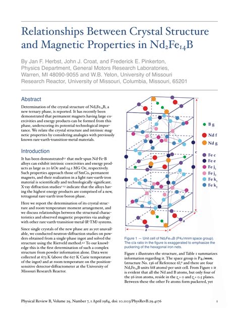 Pdf Relationships Between Crystal Structure And Magnetic Properties