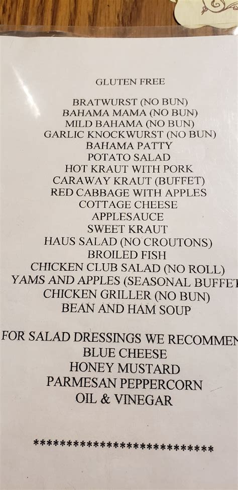 Gluten-Free Menu - Photo from Schmidt’s Sausage Haus