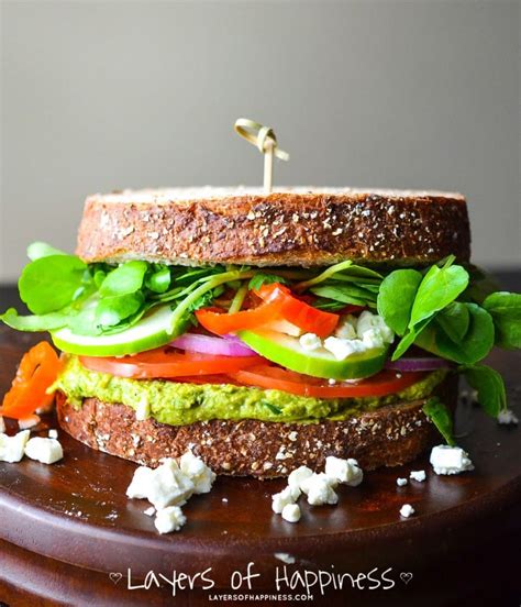 Loaded Mediterranean Veggie Sandwich - Layers of Happiness