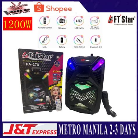 Ft Star 8 Inches Wireless Speaker With Free Microphone And Remote Shopee Philippines