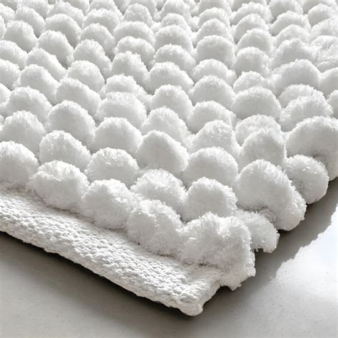 Tapis De Salle De Bain X Cm Mini Pompon En Coton Blanc Marie