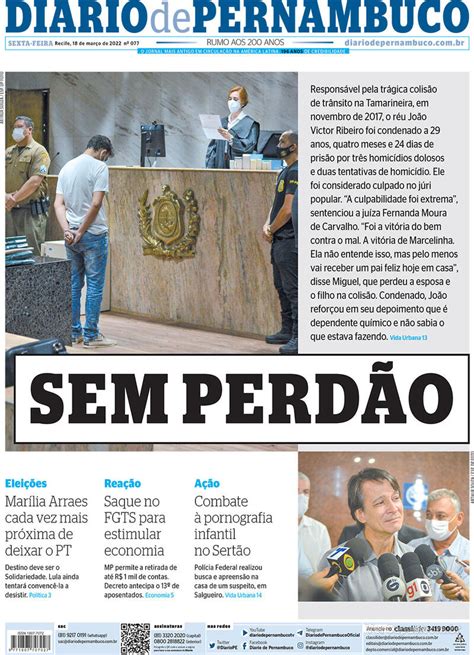 Capa Diario De Pernambuco Segunda De Abril De