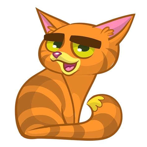 Leuke En Grappige Cartoon Kat Vector Illustratie Premium Vector