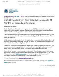 USCIS Extends Green Card Validity Extension | Reeves