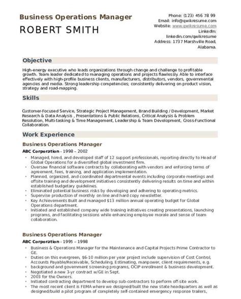 Top Best Operations Manager Resume Template Pdf Wps Pdf Blog