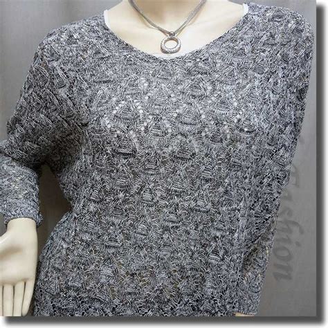 Knit Eyelet Crochet Crop Sweater Pullover Top Gray White