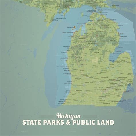 Michigan State Parks Map Poster - Etsy