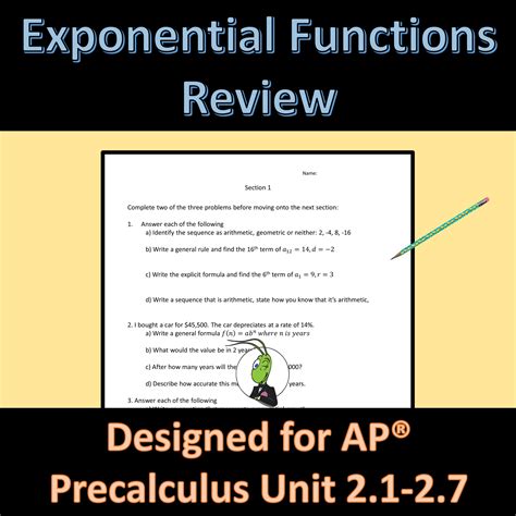 Ap® Precalculus Unit 2a Review Activity Exponential Functions Worksheets Library