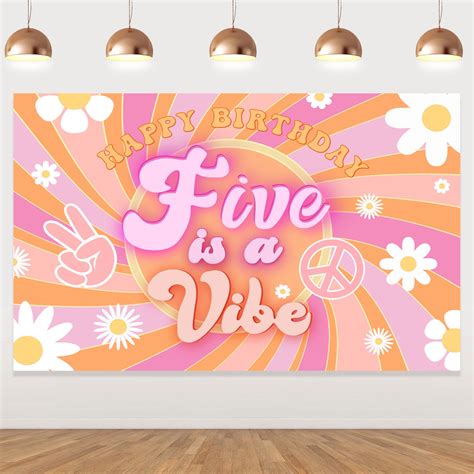 Groovy Hippie Birthday Backdrop Retro Boho Girls Birthday Background