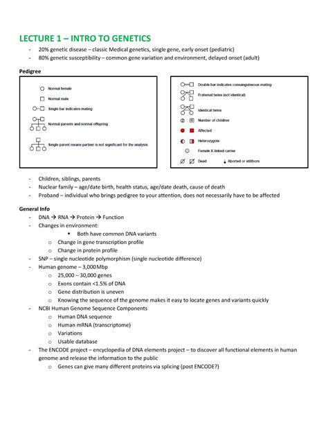 Genetics It Is A Lecture Note For Nursing Students LECTURE 1