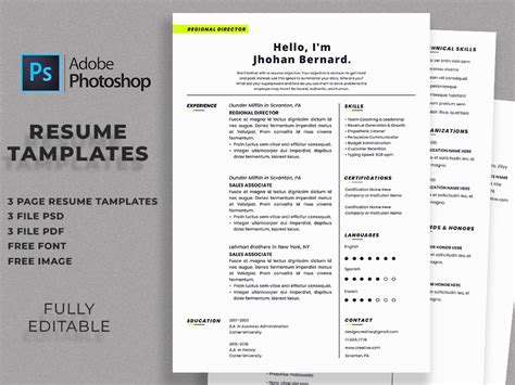 Resume Tamplate Cv Modern Resume Templates Creative Market