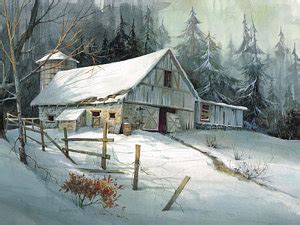 Winter Barn Painting at PaintingValley.com | Explore collection of ...