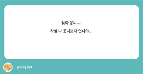 맞아 웅니 사실 나 웅니보다 언니야 😭 Peing 質問箱