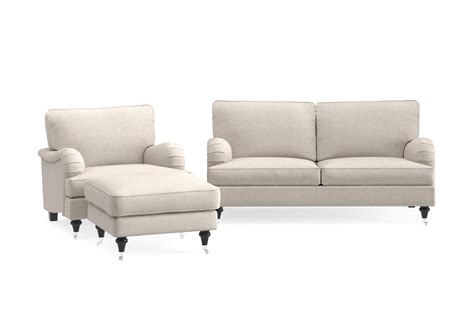 Howard Classic Sofagruppe 3 seter Lenestol Fotskammel Beige Møbler