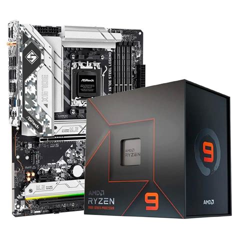 Kit Processador AMD Ryzen 9 7950X AM5 Placa Mãe Asrock X670E Steel