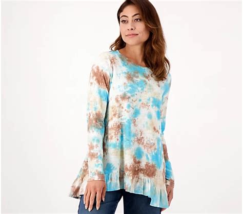 Logo By Lori Goldstein Tie Dye Cotton Slub Top With Woven Hem