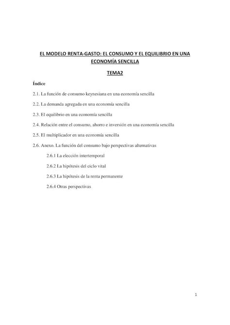 Pdf El Modelo Renta Gasto El Consumo Y El Equilibrio En