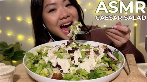 Eating Giant Caesar Salad Asmr Crunchy Eating Sounds Mukbang Youtube