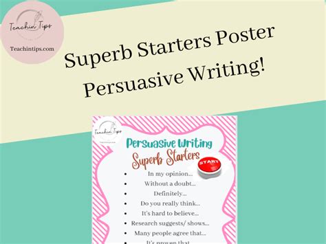 Sentence Starters Opinion Writing Superb Starters Poster Persuasive Writing Teaching Resources