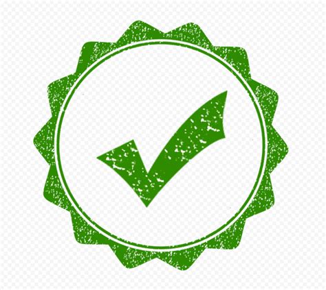 Green Check In Round Stamp Validate True Approved Citypng