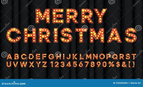 Marquee Alphabet Font Letters In Broadway Billboard Sign Style Vector