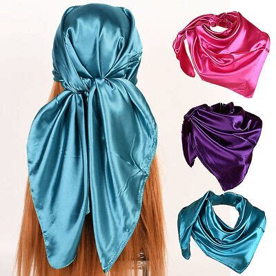 Foulard Carré En Satin Sensation De Soie Écharpe Pour Le Cou Et La Tête