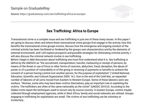 ⇉sex Trafficking Africa To Europe Essay Example Graduateway