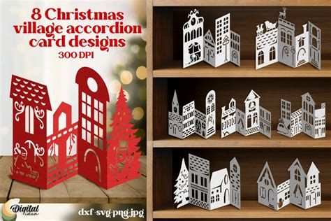 3d Christmas Village Folding Card Bundle Winter Village SVG