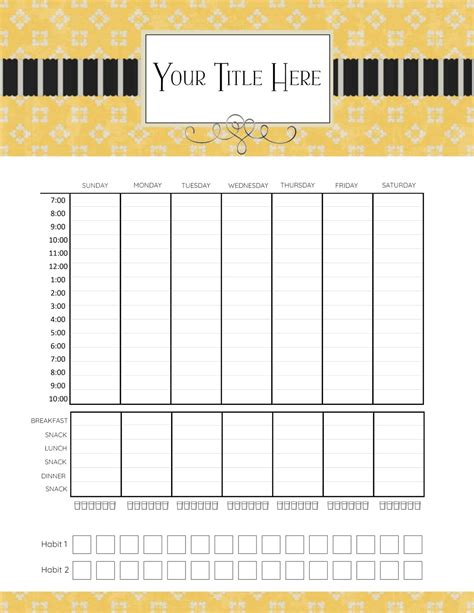 printable hourly planner daily weekly  monthly