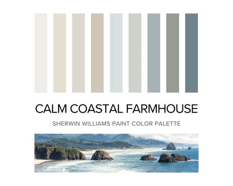 Calm Coastal Farmhouse Color Palette Sherwin Williams Paint Palette