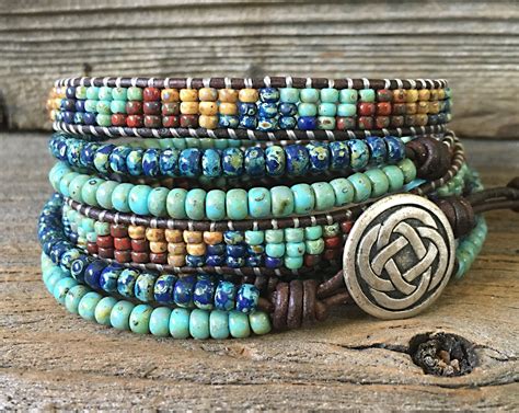 Seed Bead Wrap Bracelets For Women Mens Bracelet Celtic Leather