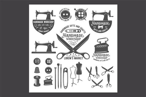 Set of vintage sewing labels creative logo templates – Artofit