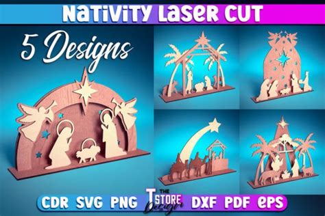 Nativity Laser Cut Svg Christmas Laser Graphic By The T Store Design