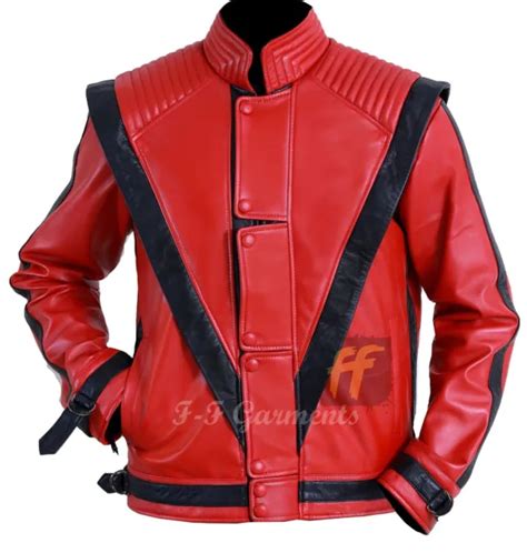 Michael Jackson Thriller Mens Real Red Leather Jacket Picclick Uk