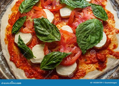 Pizza Margherita With Mozzarella Cheese Basil And Tomatoes Traditional