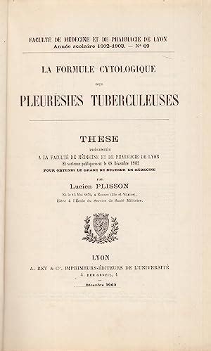 La Formule Cytologique des Pleurésies Tuberculeuses Thèse présentée