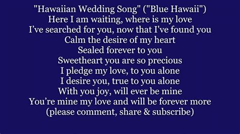 Hawaiian Wedding Song 1926 Blue Hawaii Lyric Word Text Trending Don