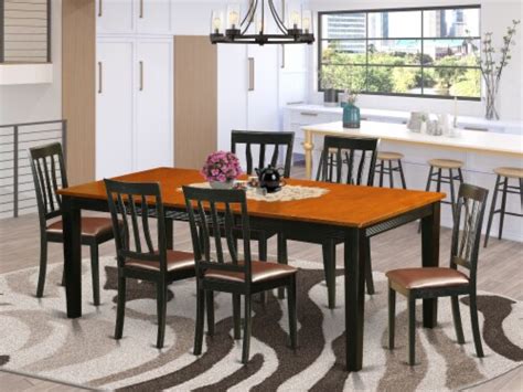 East West Furniture Quincy 7 Piece Wood Dining Table Set In Black