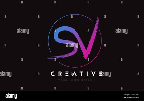 Creative Colorful Sv Brush Letter Logo Design Artistic Handwritten