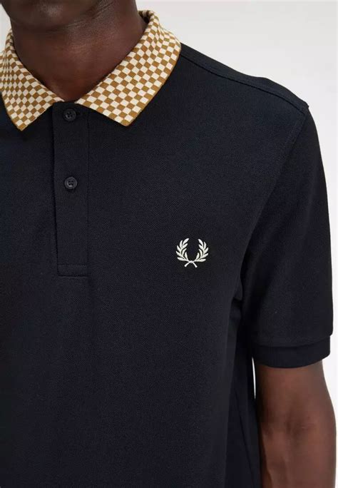 Buy Fred Perry Fred Perry M Chequerboard Collar Polo Shirt Black