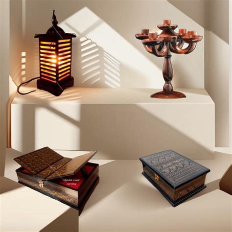 Deal 3 Wooden Table Lamp Candle Stand Quran Box With Jewelry Box