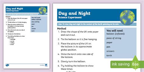 Day And Night Science Experiment Teacher Made