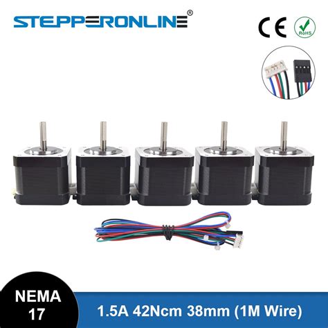 ฟรีเรือ 5pcs Nema 17 Stepper Motor 15a 42มอเตอร์39mm 12v 1m 4 Lead