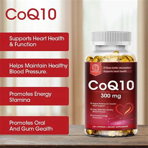 Beau Coq10 Coenzyme Q10 300mg Vegetarian Capsule Promotes Cardiovascular Health Heart Health