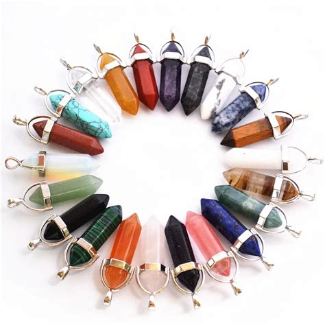 Popular Bullet Shape Natural Stone Pendants Point Pillar Quartz