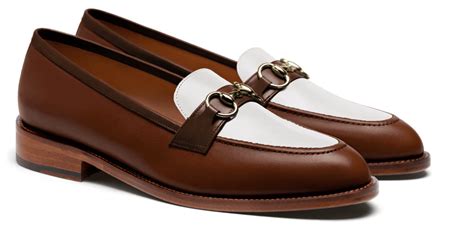 Horsebit Loafer in brown & white leather